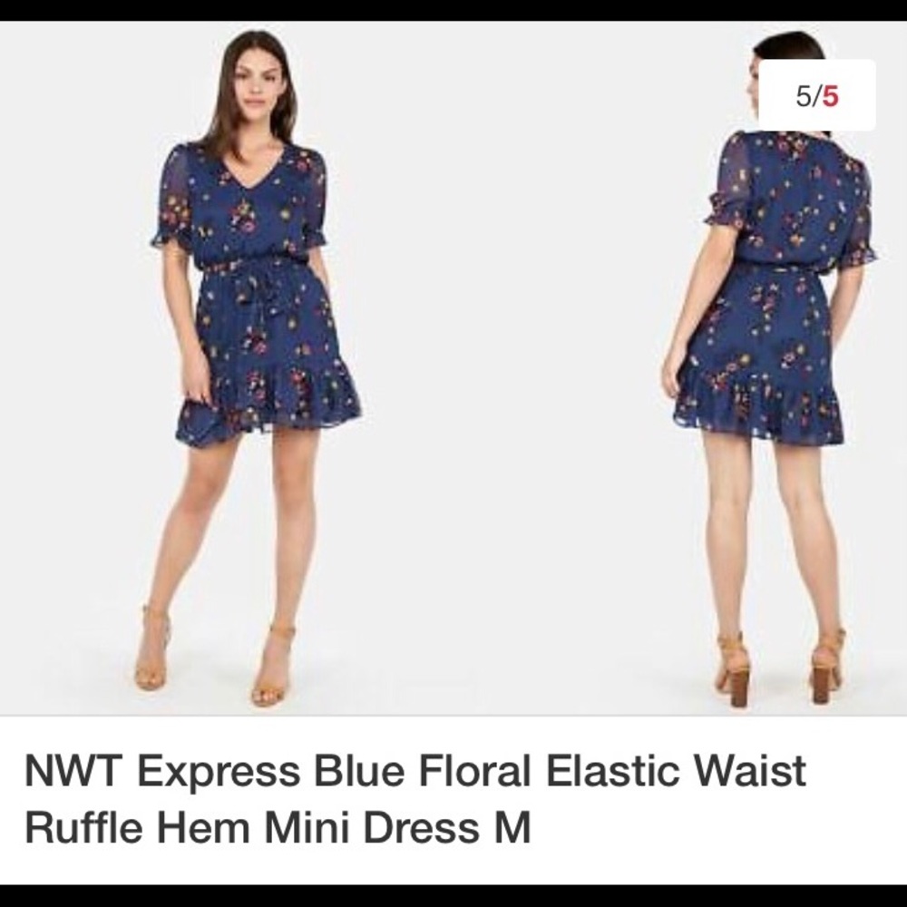 NWT Express Floral Blue Dress.